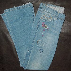 Faded Glory - Junior's Distressed & Graffiti Bootcut Denim